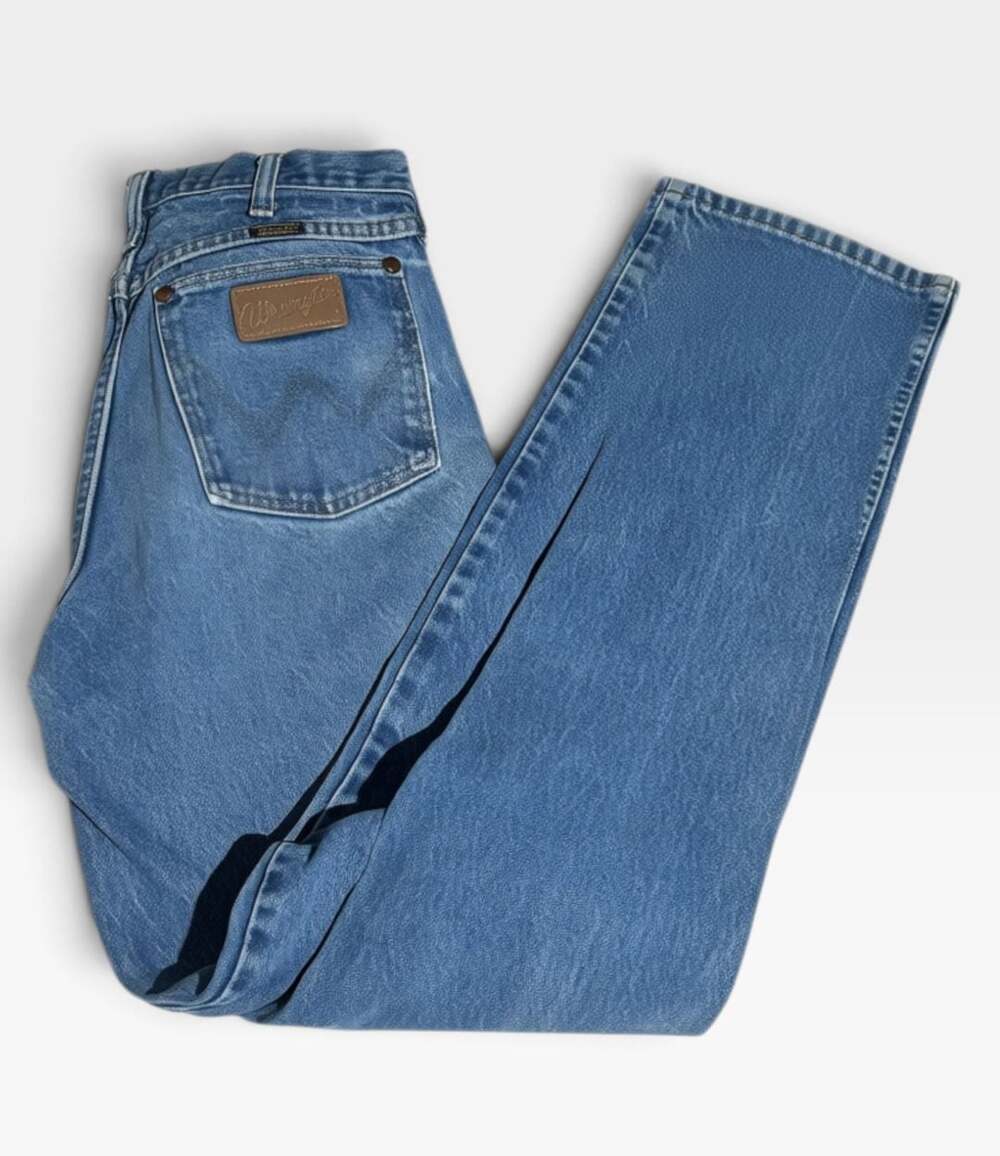 Wrangler Vintage High Rise Straight Leg Blue Denim Jeans